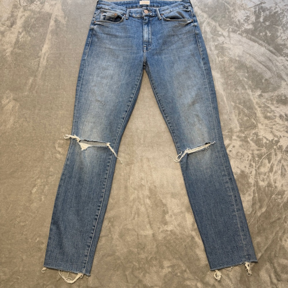 Mother High Waisted Looker Ankle Fray Jeans Spice It Up Blue Size 27 Casual